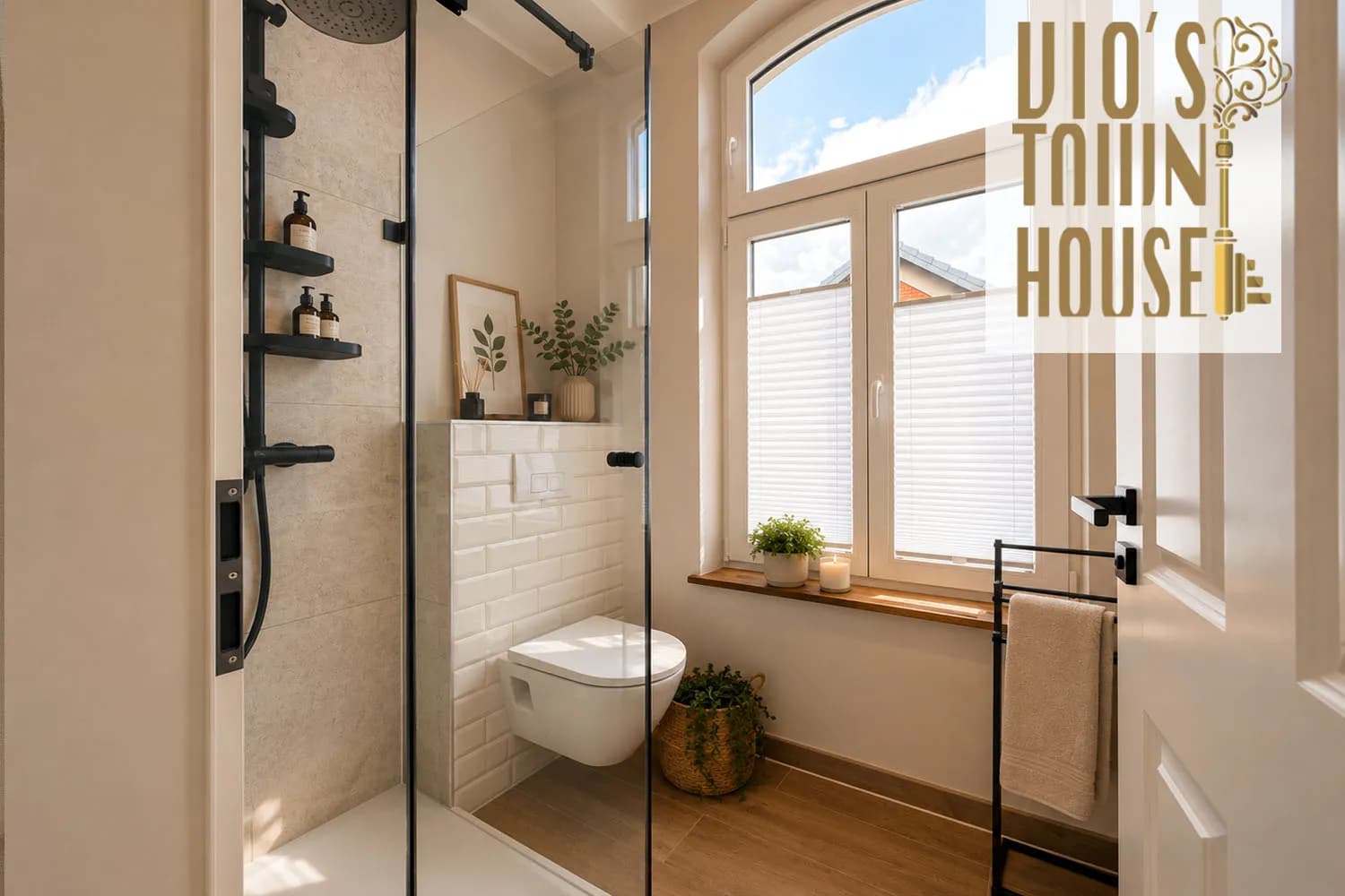 Helles Bad der Wohnung Vios im VIOS Townhouse mit WC und Waschtisch, nahe HDZ in Bad Oeynhausen.